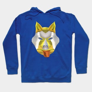 Futuristic Fantasy Wolf Fox Coyote Dog Canine Hybrid Mask (White Background) Hoodie